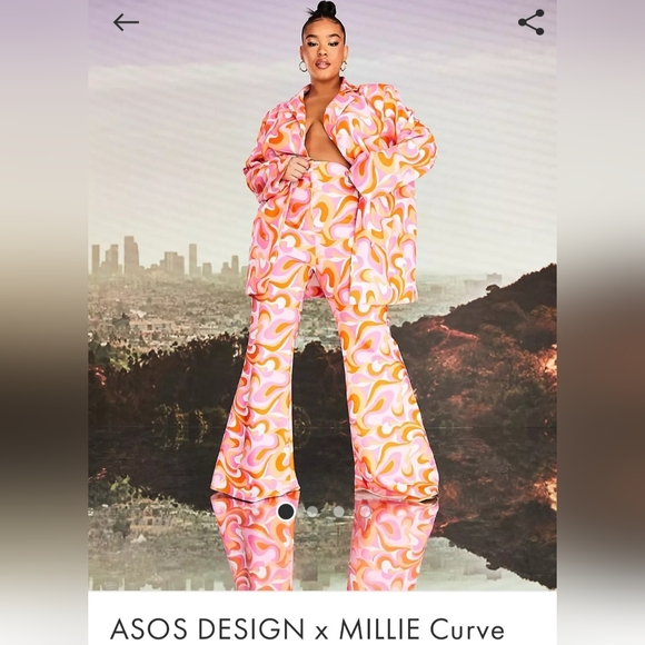 70's inspired pantsuit with pink bodysuit blouse. Only wire one to 70's party - Picture 4 of 6